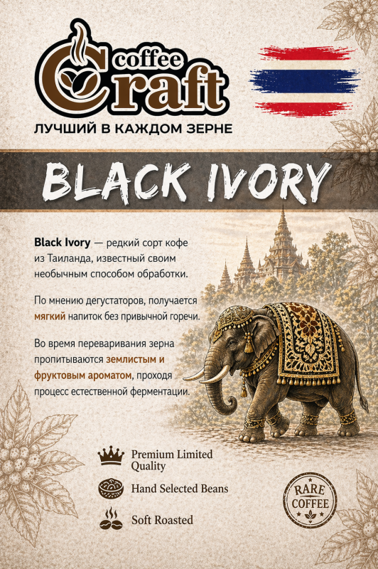Кофе в зернах BLACK IVORY COFFEE (Блэк Айвори) - фото товара 2