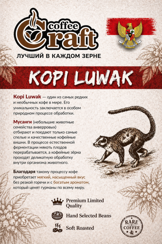 Кава в зернах Kopi Luwak (Копі Лювак) - фото товару 2